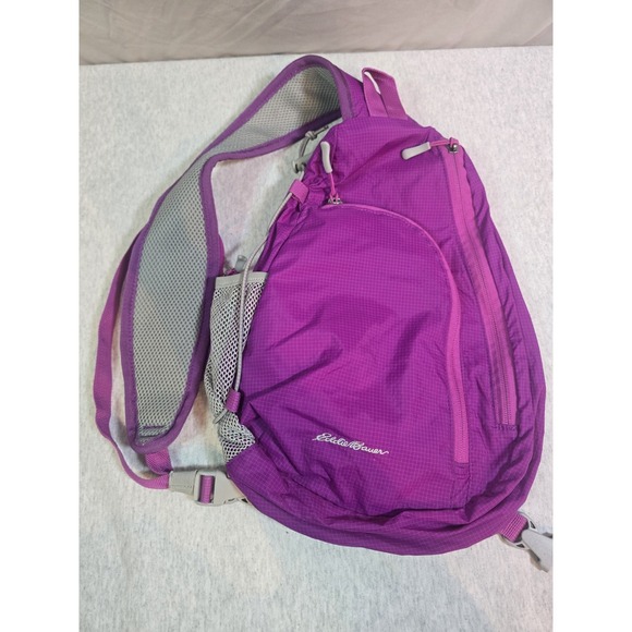 Eddie Bauer Handbags - Eddie Bauer RipStop shoulder sling crossbody backpack bag Purple Walk Hike
